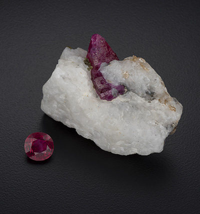large-Rough and Cut Afghanistan Ruby- Photo by R. Weldon